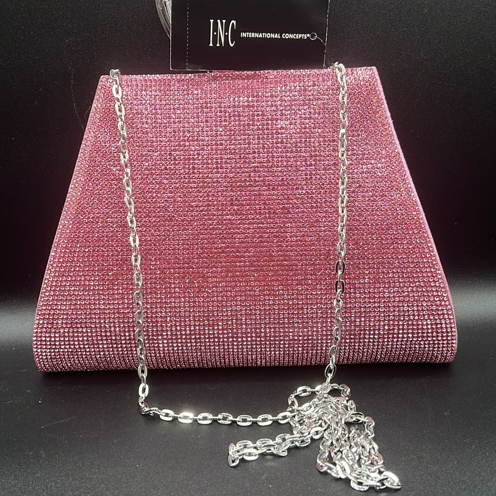 INC PINK MICROSTONE BRYNN EVENING CLUTCH SHOULDER BAG